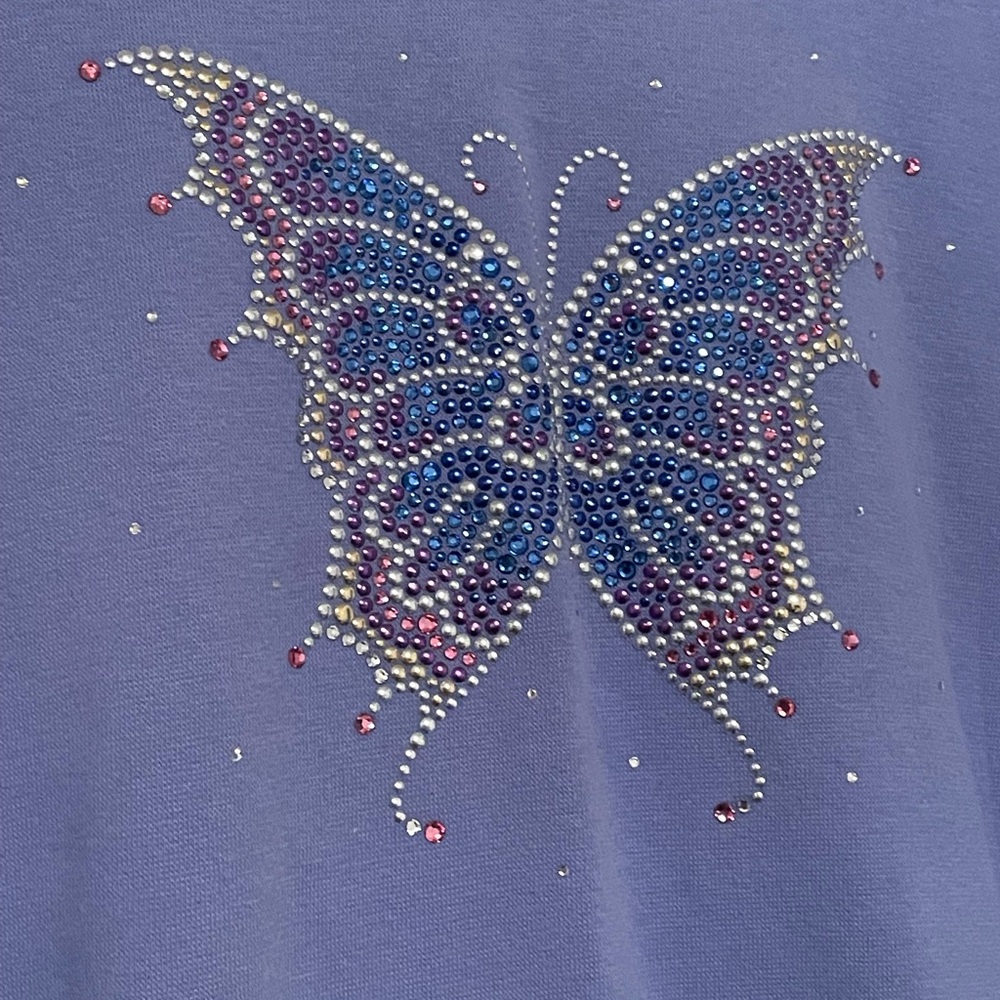 Y2K Bedazzled Butterfly Christine Alexander Top XL